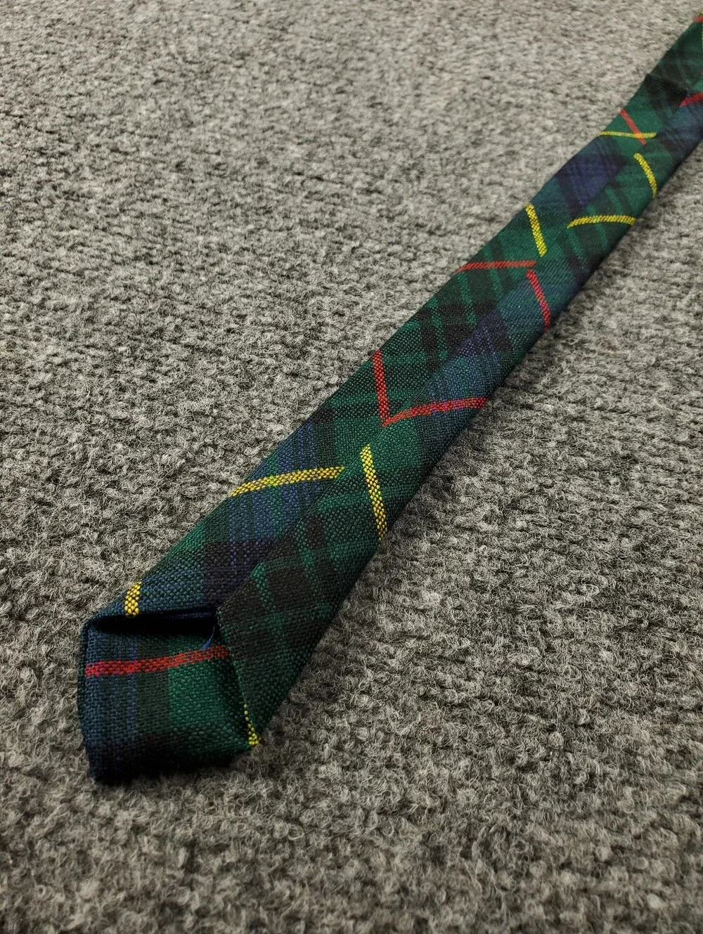 Vintage Scottish Wool Tie Stewart Hunting Plaid Tartan Necktie Green Blue